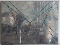 yours truly 2012 50 cm x 38 cm scratches, oil on mirrowplate